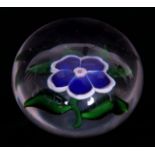 A 19TH CENTURY BACCARAT BLUE PANSY SPRAY PAPERWEIGHT with star cut base 6cm diameter