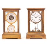 AN UNUSUAL PAIR OF EARLY 20TH CENTURY FRENCH FOUR-GLASS 400 DAY CLOCK AND WEATHER COMPENDIUM the