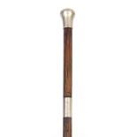 A 19TH CENTURY SILVER METAL MOUNTED SWORD STICK BY JAVIS AND WILSON, BIRMINGHAM with palm wood shaft