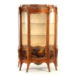 A LARGE 20TH CENTURY LOUIS IV STYLE VERNIS MARTIN SIX-LEG KINGWOOD AND ORMOLU MOUNTED VITRINE/