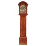 JAMES HENDRIE, WIGTON AN EARLY 18TH CENTURY WALNUT AND BURR ELM TIDAL LONGCASE CLOCK the arched