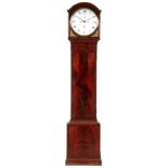 THOMAS EARNSHAW. LONDON A REGENCY FIGURED MAHOGANY LONGCASE CLOCK OF SMALL PROPORTIONS the hood with