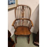 Good Quality 19thC Elm Stickback Elbow Chair with curved back from the Estate of Culzean Castle