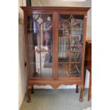 Good Quality Mahogany Glazed Display cabinet of glazed doors and 2 shelveson stepped Pad Feet