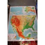 Canvas Denoyer Geppert co of Chicago Physical and Political Map of the USA