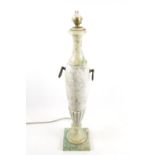 Slender Marble table lamp base in urn style with fluted base