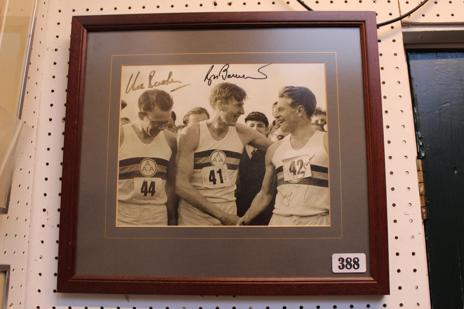 Personally signed by Roger Bannister, Chris Chataway and Chris Brasher a 4 minute mile