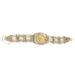 Ladies 9ct Gold Bracelet of pierced form set with 1871 Gold Sovereign 25g total weight