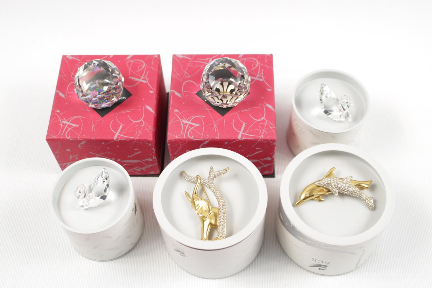Collection of Swarovski Brooches and other items inc. 2 Boxed SCS Renewal Gift Swan 1 & 2 - 1995,