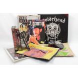 Motörhead collection of Magazines, Tour Guide, Videos, Tin souvenir box etc