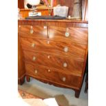 George III Mahogany Chest of 2 over 3 drawers with Ivory Escutcheons, supported on bracket feet,