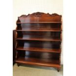 Fine George III Rosewood Waterfall bookcase of five shelves supported on Square turned feet,