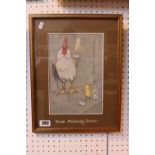 Framed Cecil Aldin Print 'Good Morning Daddy' Print of Cockerel and Chick, 19 x 27cm