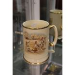 Arthur Wood Cricket decorated Tankard and a Set of 5 Lord Nelson Pottery England Golf Tankards