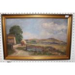 Jessie Birt Ulph Framed Oil on canvas of a Countryside Harvest scene 39 x 24cm and a Framed print of