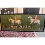 Framed Cecil Aldin of a Fox Hunting Group 71 x 26