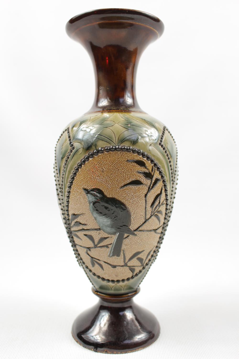 Florence Barlow Royal Doulton narrow vase with Bird decorated panel and foliate decoration, - Image 3 of 4