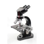 Ernst Leitz Wetzlar of Germany Binocular Microscope with 4 Lenses, fitted case and Power supply