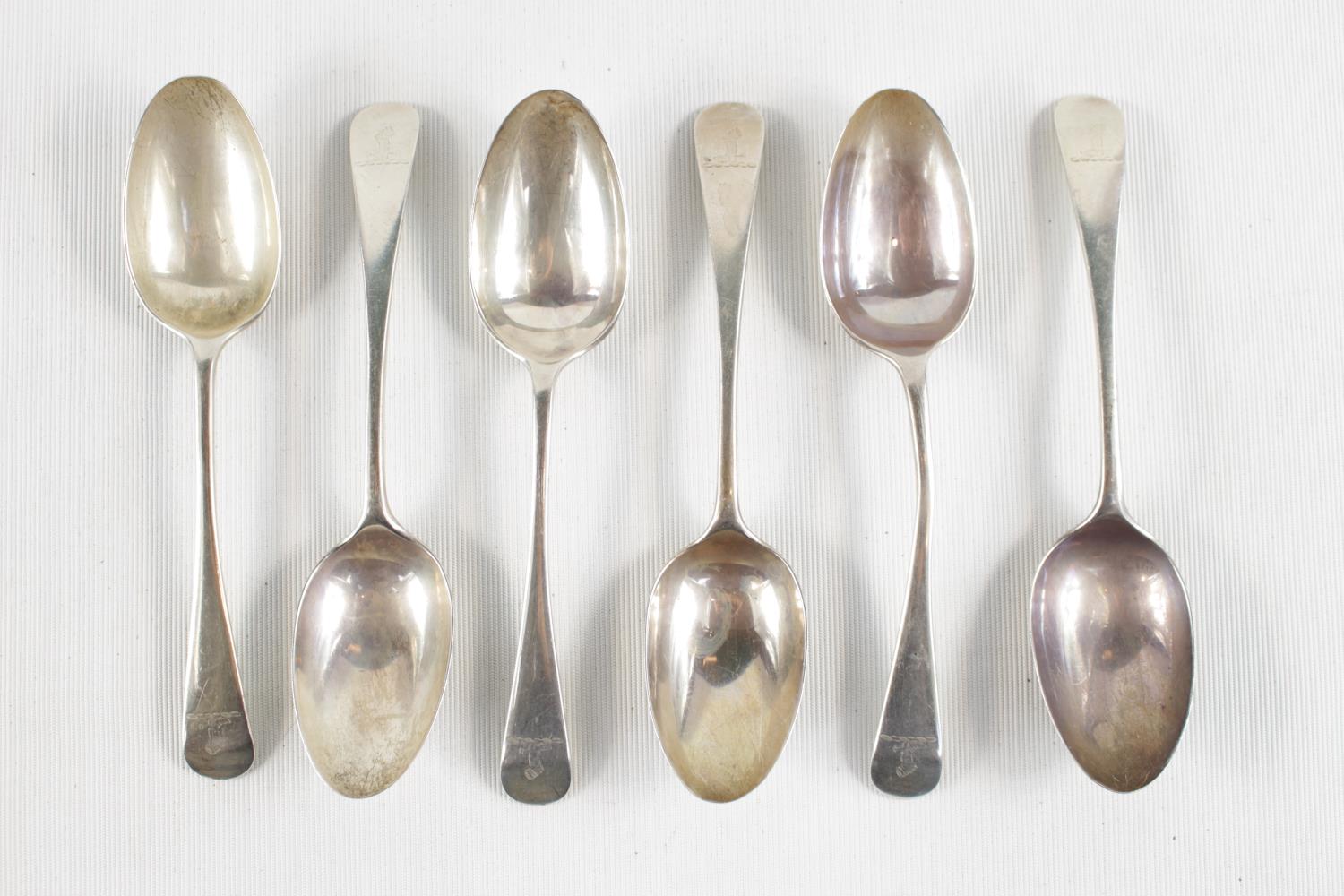 Collection of Six Asprey & Co Silver Dessert Spoons London and Sheffield various dates 300g total