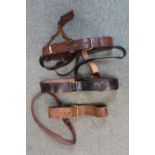 Sam Browne leather belts with shoulder straps (x3)