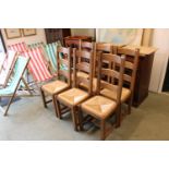 Set of 6 Oak Ladderback dining chairs with drop in Rush seats by Wards of Woodbridge