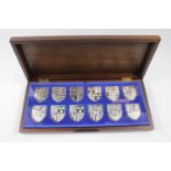 Cased The Royal Arms Set of 12 Silver Ingots 725 grains each issued by Danbury mint