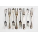 Collection of Fiddle pattern table forks by Elizabeth Eaton London 1843 430g total weight