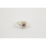 Ladies Good Quality 9ct Opal and Amethyst set ring Size K/L