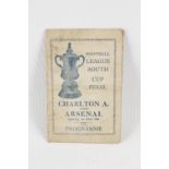 Charlton Athletic Versus Arsenal Saturday 1st May 1943. Football League South Cup Final Souvenir