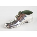 Good Quality Silver Pincushion in the form of a Shoe Birmingham 1916 with Registration mark 548913