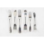 Collection of 6 Silver Fiddle Pattern Forks by Elizabeth Eaton London 1846 440g total weight