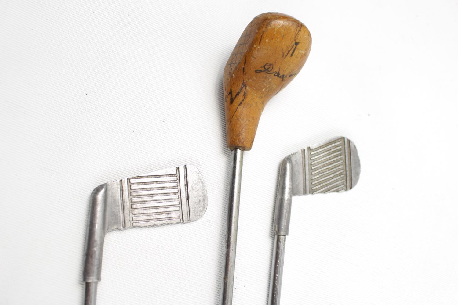 Set of 3 Interesting Japanese Children's Golf Clubs, stamped Japan, 58cm in Length - Image 2 of 4