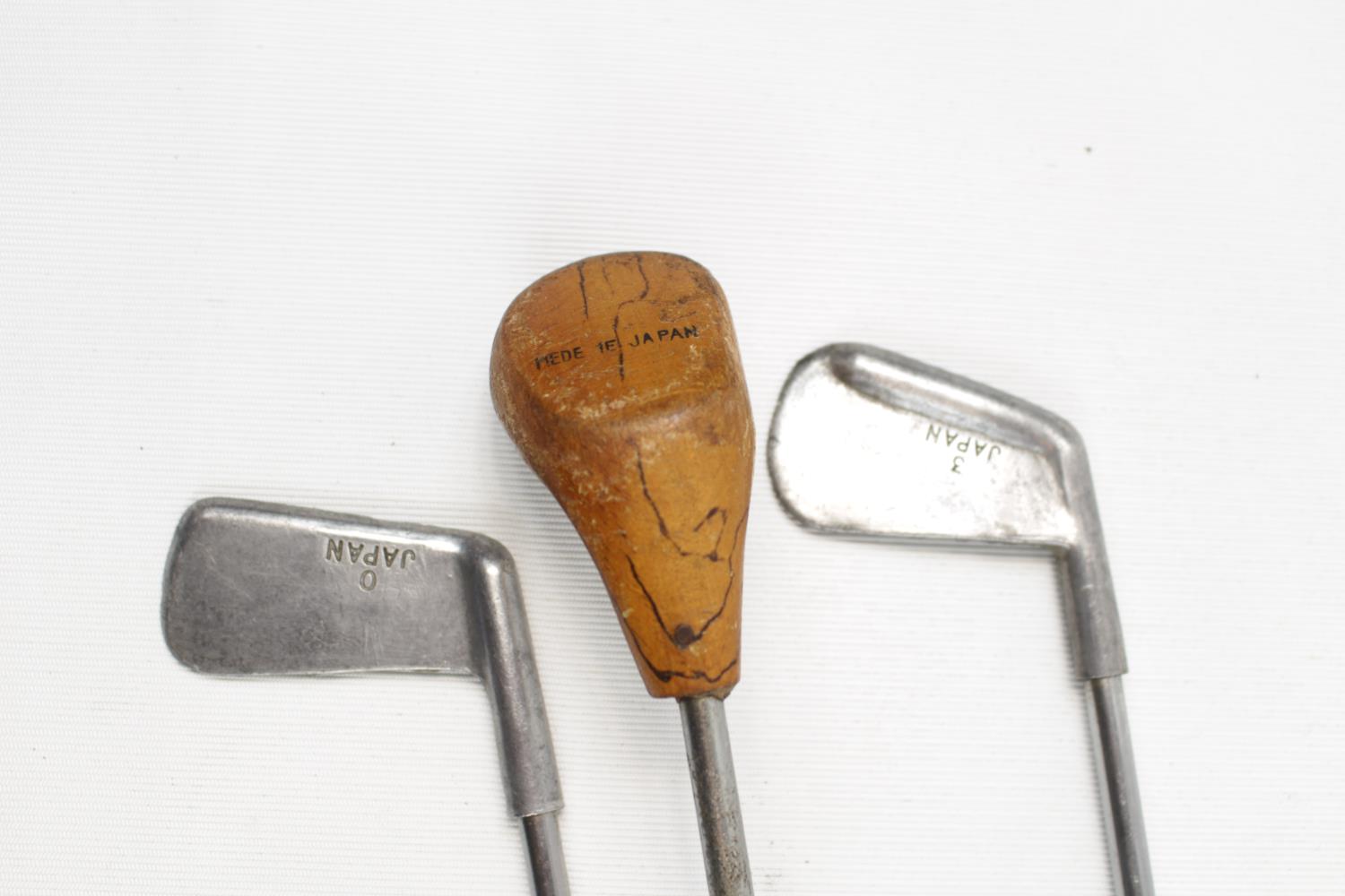 Set of 3 Interesting Japanese Children's Golf Clubs, stamped Japan, 58cm in Length - Image 4 of 4