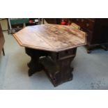 Interesting Art & Crafts Gateleg table of Single drawer with shaped supports, 105cm in Diameter
