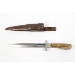 Folding Bowie knife with staghorn grips, blade marked: Rowland Ward, Anton Wingen JR, Solingen