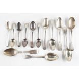 Good Collection of assorted Fiddle 19th Silver Tablespoons 710g total weight