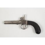 19thC Ladies Pocket Percussion Cap pistol with chequered Butt