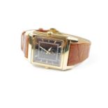 High Quality Rotary Reverso 18K Plated wristwatch on Tan Leather Strap Limited Edition 91 of 1000 in