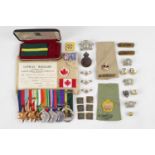 WW2 Seven Medal group for 7949988 SJT M H HARRIS R TKS RMAS with assorted Badges and buttons