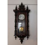 Edwardian Mahogany wall clock with roman numeral dial