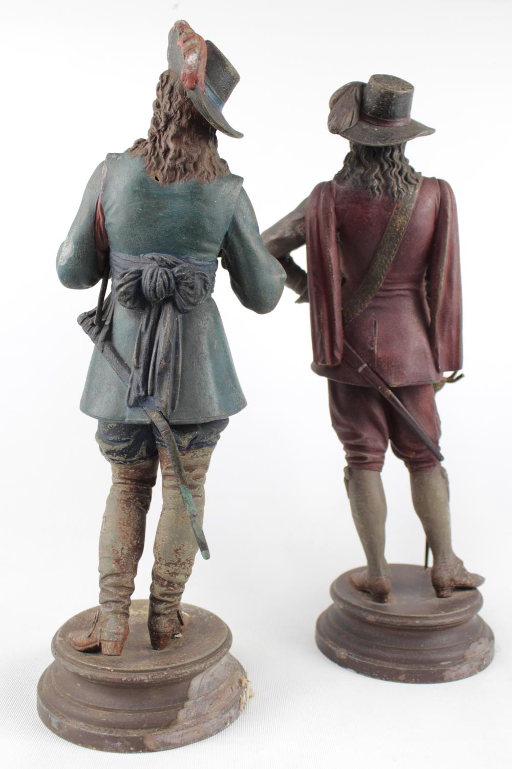 Pair of Cold painted Spelter Cromwellian type figures, 42cm in Height - Image 2 of 2