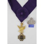 Grand Council enamelled cross surmounted with Gilded Eagle on Ribbon and a Silver enamelled Cap