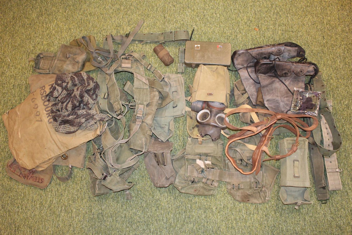 Box of Military Webbing equipment inc. Gas Mask, Pouches, and Kit Bags - Image 2 of 2