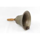 Vintage Brass Bell of turned form on Walnut handle