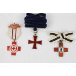 Collection of 3 Enamelled Red Cross medallions inc. League of Mercy 1898, J Baynes 27124 Enamelled