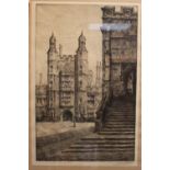 Ferdinand Giele (1867-1928), Etching of a College scene. Signed in Pencil