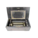 Cased Swiss Music Box of Brass Cylinder with handle