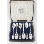 Boxed Set of 6 Trefid & Rat Tail pattern Teaspoons by James Dixon & Sons Sheffied 1924, 95g total