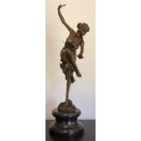 Large Corinthian Dancer Bronze Sculpture on Marble Base After Claire Jeanne Roberte Colinet. Large