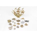 Collection of assorted Ship Brooches and Badges and a Gilt Filigree Galleon